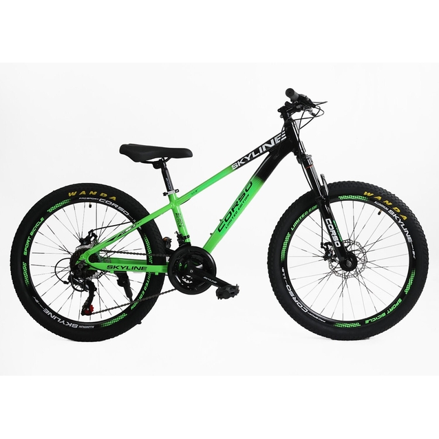 Велосипед 24 AL Corso «SKYLINE» SL-30501 алюміній 11", (к-т SHIMANO) чорно-салатовий фото westvelo.com