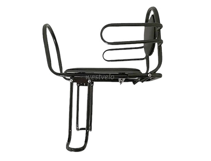 Крісло дитяче метал. на зад. багажник, чорне з м'ягким сидінням відкидне