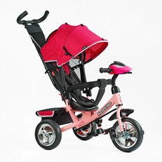 Дитячий велосипед 3-х колісний з батьківською ручкою, з дашком, колеса - EVA (піна) Best Trike 6588/63-768 рожевий