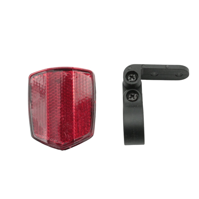 Катафот червоний пластмасовий великий (кріплення хомут пластик Ø25.4-26.4) фото westvelo.com