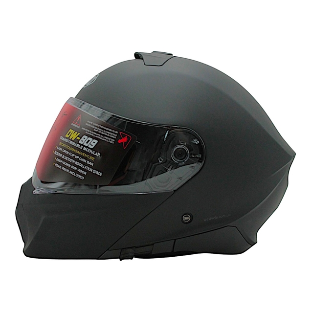 Мото шолом, трансформер (L) DAVID D809 чорний матовий з відкидними окулярами (ABS) фото westvelo.com