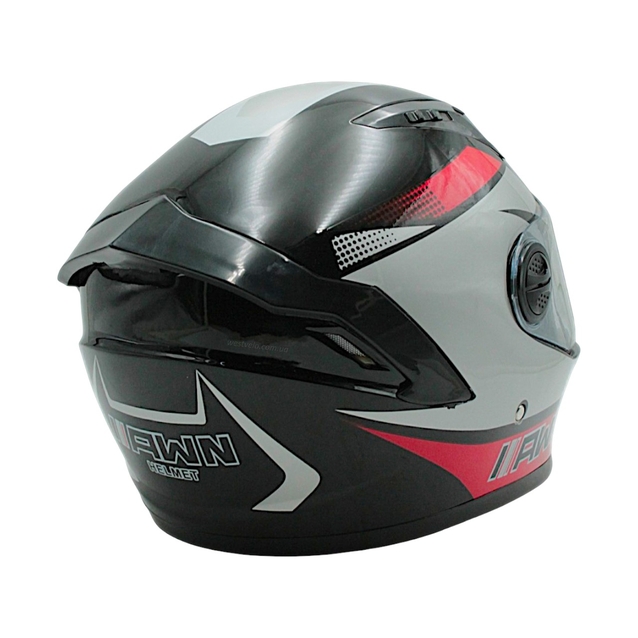 Мото шолом, закритий (L) AWN "319" чорно-сіро-червоний вмонтовані окуляри фото westvelo.com