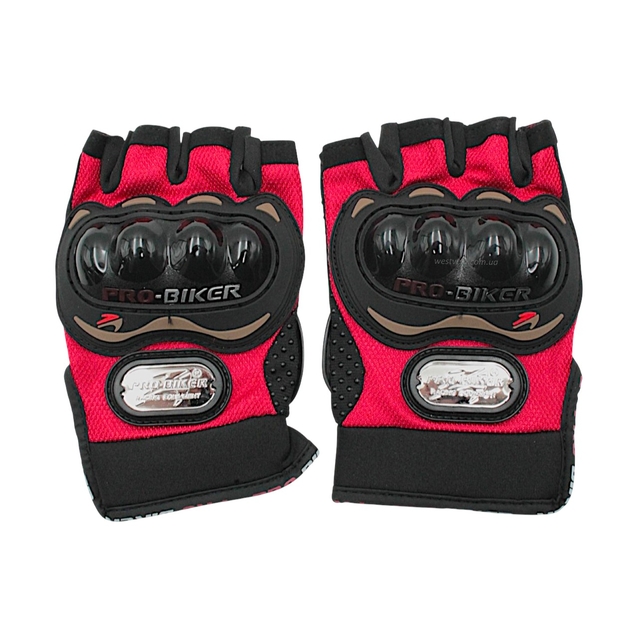 Мото рукавиці (M) "PRO BIKER" (MCS‑04) чорно-червоні (з відкритими пальцями ) фото westvelo.com