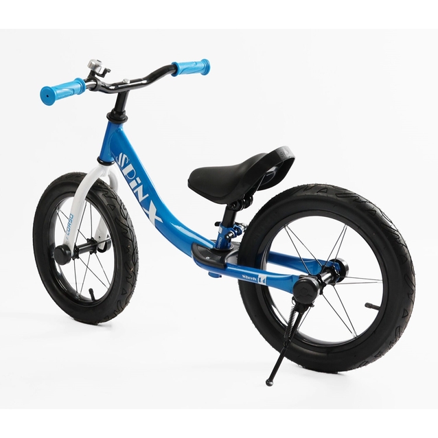 Велобіг 14 Corso надувні колеса, сталева рама «SPIN-X» PX-322-94 синій, підніжка, підставка для ніг, дзвіночок фото westvelo.com