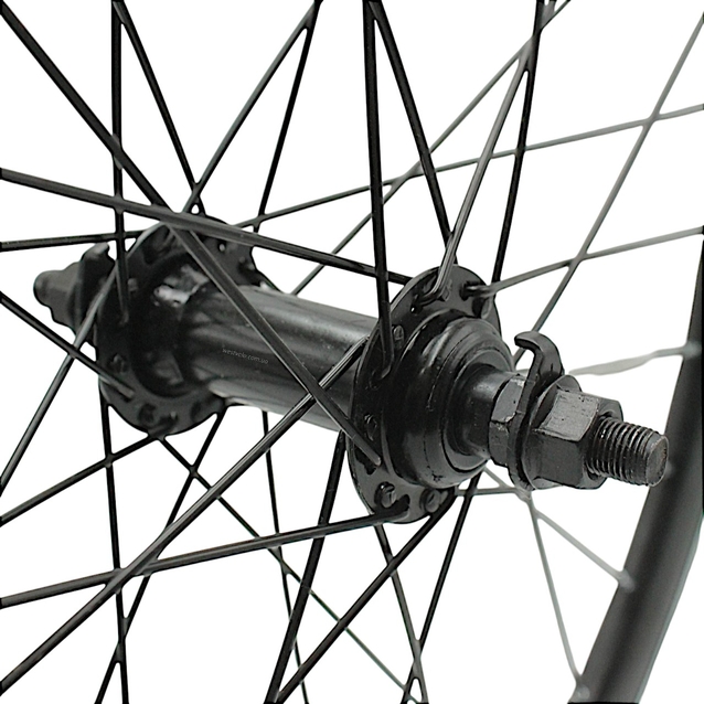 Колесо 22 перед, обід 2-ний чорний, втулка М на віночках, чорна спиця (AL-22107 V) з фліпером фото westvelo.com