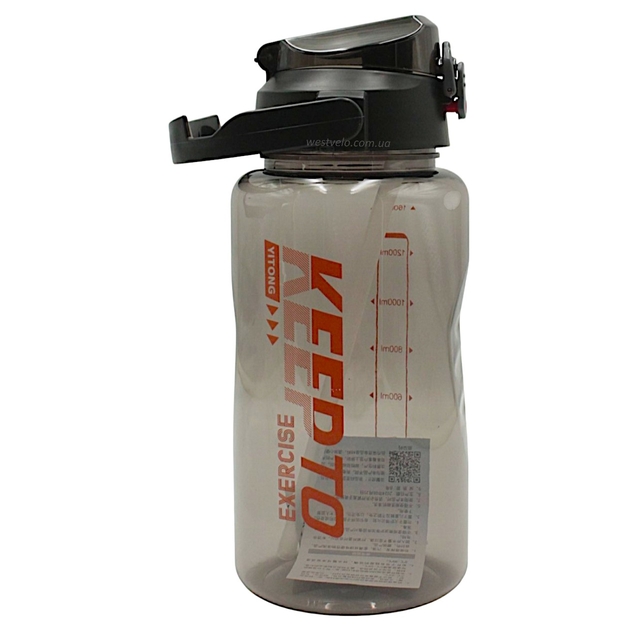 Фляга 1600 ml харч.пластик, KEEPTO EXERCISE, (для тренувань) з трубкою, чорна фото westvelo.com