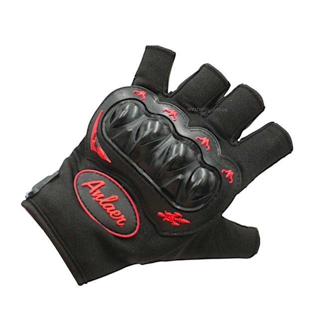 Рукавиці (тактичні) Anlaer, чорно-червоні (з відкритими пальцями) фото westvelo.com