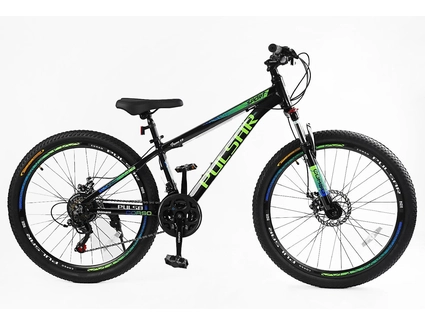 Велосипед 26 AL Corso «PULSAR» PL-26407 алюміній 13", (к-т SHIMANO) чорно-салатово-синій