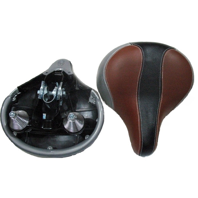 Сідло на пружинах подвійних AGILETTE E-82Е широке чорно-коричневе фото westvelo.com