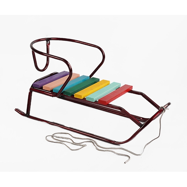 Сани «Торпеда» без ручки, плоскі полози, бордові фото westvelo.com