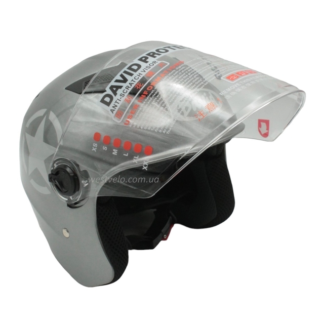 Мото шолом, відкритий (L) "DAVID" D017, Willys Star, сірий глянцевий фото westvelo.com