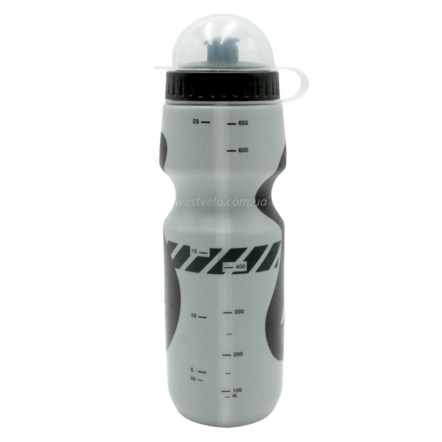 Фляга Discovery 650ml харч.пластик, сіро-чорна, з гумовими вставками фото westvelo.com