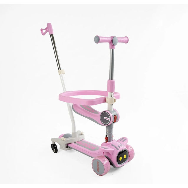 Самокат 5в1 Skyper TY-1061, колеса PU 125х40мм зі світлом, укр озвучування та підсвічування платформи, сіро-фіолетовий фото westvelo.com