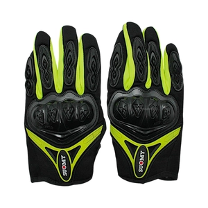Мото рукавиці (L) "SUOMY" (SU‑10) чорно-зелені (сенсорний палець)
