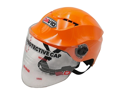 Мото шолом, відкритий "DAVID" S327, помаранчевий глянцевий, регулятор розміру (мото/вело/самокат)