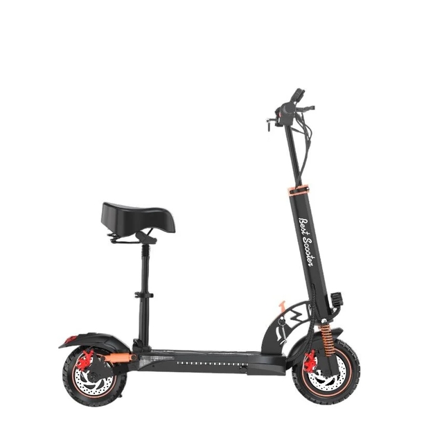 Електросамокат Best Scooter MS-30819 двигун 800W, акумулятор літієвий 48V 15Ah з сидінням, складний, колеса 10, чорно-помаранчевий фото westvelo.com