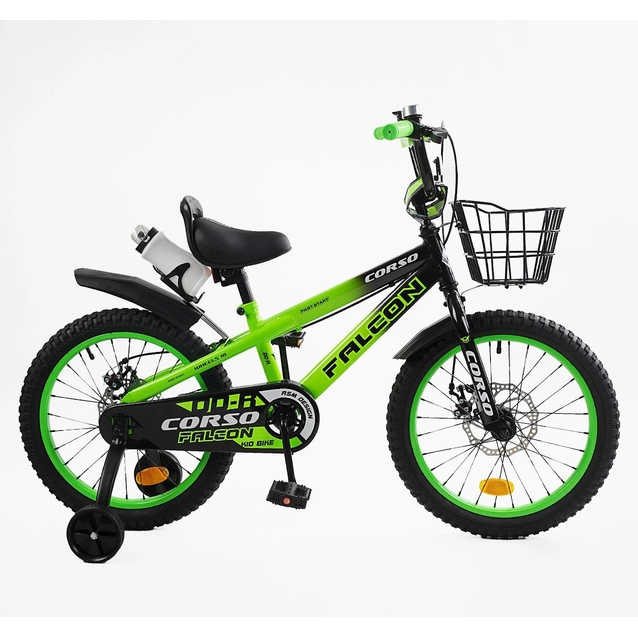 Дитячий велосипед 18 ST Corso «FALCON» FL-18057 дискові гальма, салатовий фото westvelo.com