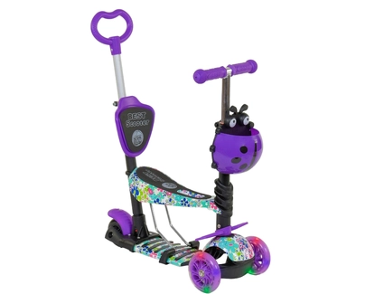 Самокат 5в1 Best Scooter 68995, колеса PU 120х90mm зі світлом, фіолетовий