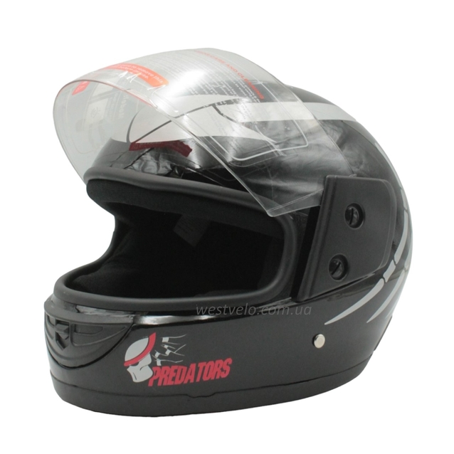 Мото шолом, закритий (XS) F2 "PREDA TORS" чорно-сірий глянець (825-4) фото westvelo.com