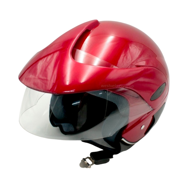 Мото шолом, відкритий (XS 53-54) №208 червоний, з дашком фото westvelo.com