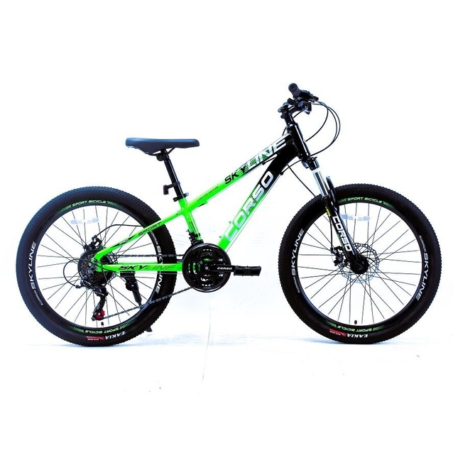 Велосипед 24 AL Corso «SKYLINE» SN-24474 алюміній 11", (к-т SHIMANO) чорно-салатовий фото westvelo.com
