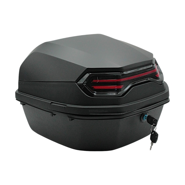 Кофр (багажник) для мотоцикла задній ROBIK 48 (400х400х280) 26L чорний матовий з катафотом фото westvelo.com