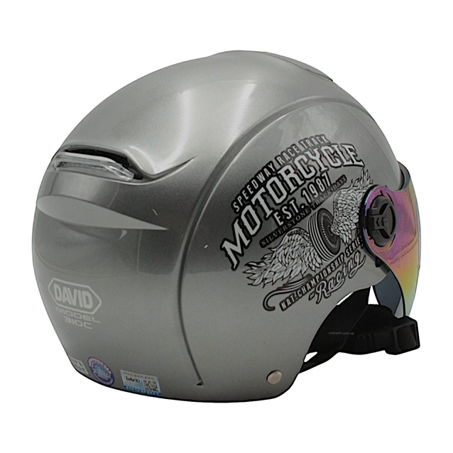 Мото шолом підлітковий, відкритий (M‑XL) DAVID S310C сірий глянцевий (ABS) фото westvelo.com