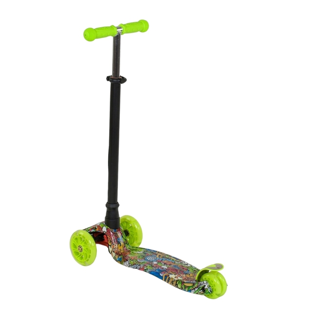 Самокат дитячий 3-х колісний, Best Scooter «MAXI» 2464 / 779-1391 жовтий-неон, колеса PU Ø120mm/80mm зі світлом, пластмасовий, трубка керма алюмінієва фото westvelo.com