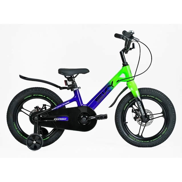 Дитячий велосипед 16 MG Corso «SKY» SK-16365, магнієва рама, синьо-салатовий фото westvelo.com