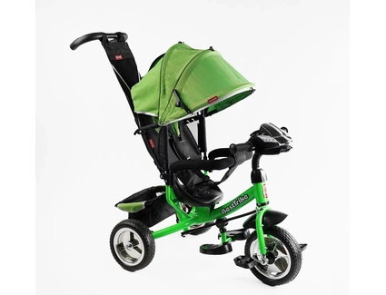 Дитячий велосипед 3-х колісний з батьківською ручкою, з дашком, колеса - EVA (піна) Best Trike 69-067 салатовий, d=25см переднє, d=20см задні, фара музична, USB, Bluetooth