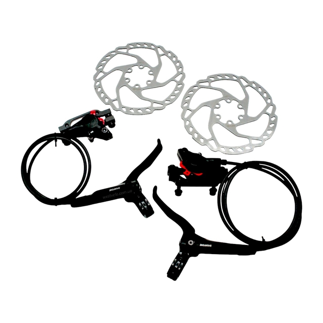 Гідравлічні гальма SHUNFENG DULA 601+RT525 (R/775мм 160/140+ L/1350мм180/160) 2 диски Ø160 +болти фото westvelo.com