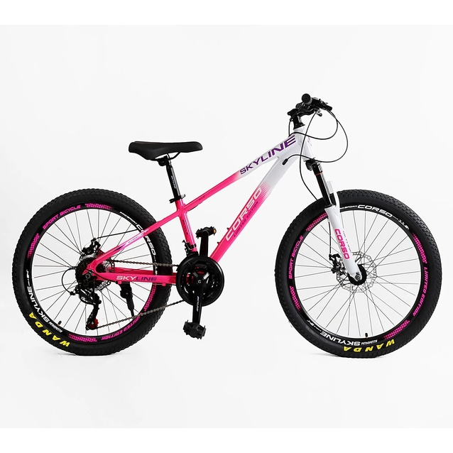 Велосипед 24 AL Corso «SKYLINE» SL-60804 алюміній 11", (к-т SHIMANO) біло-рожевий фото westvelo.com