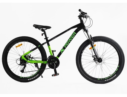 Велосипед 27.5 AL Corso «X-POWER» PW-76300 алюміній 15", (к-т SHIMANO) чорно-салатовий