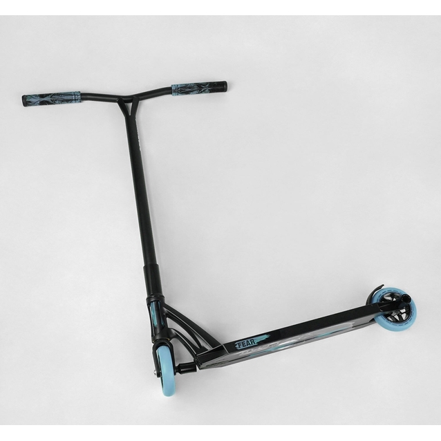 Самокат трюковий Best Scooter «FEAR» МТ-40488 чорно-блакитний, SCS-система, пеги, AL диск та дека, колеса PU Ø115mm, ширина керма - 58 см фото westvelo.com