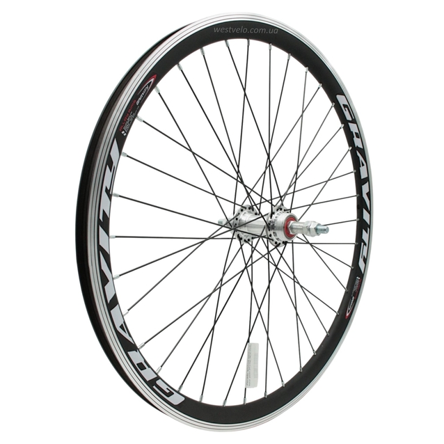 Колесо 24 зад, обід 2-ний чорний, втулка AL на промах, диск різьба, чорна спиця фото westvelo.com