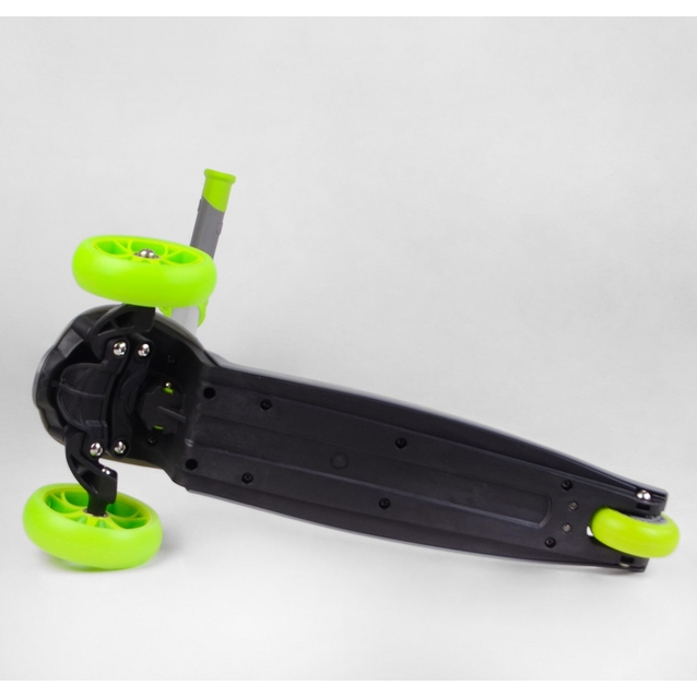 Самокат дитячий 3-х колісний, Best Scooter LK-70111 сіро-салатовий, колеса PU Ø120mm/80mm зі світлом, знімне кермо