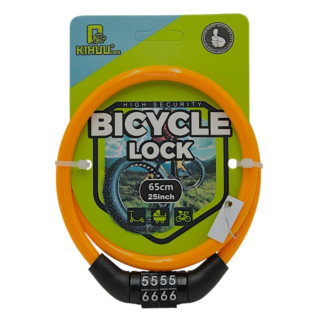 Замок на код 4 цифри KIHUU LOCK (F-6-2) Ø8mm-650mm фото westvelo.com