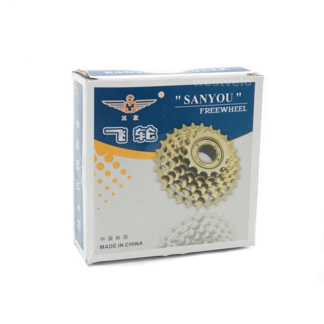 Зірка задня різьбова 7-рик SANYOU коричнева (14-28T) фото westvelo.com