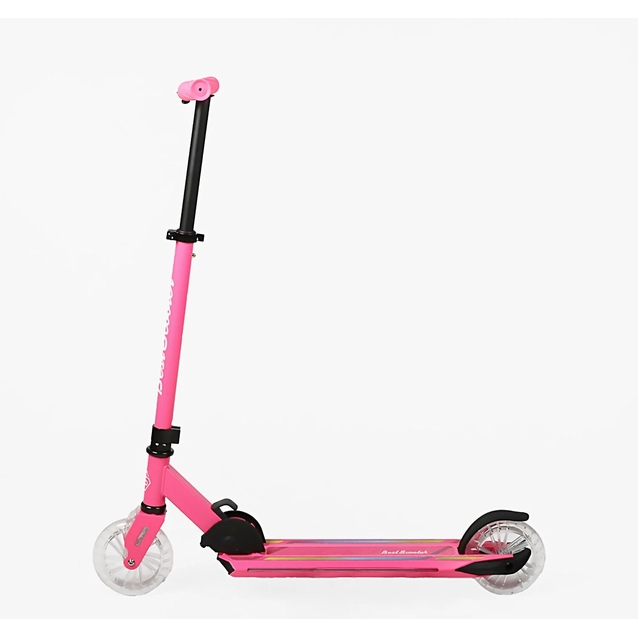Самокат дитячий 2-х колісний, PU Best Scooter L-80864 рожевий, AL, Ø145mm, диски коліс, дека, вилка зі світлом фото westvelo.com
