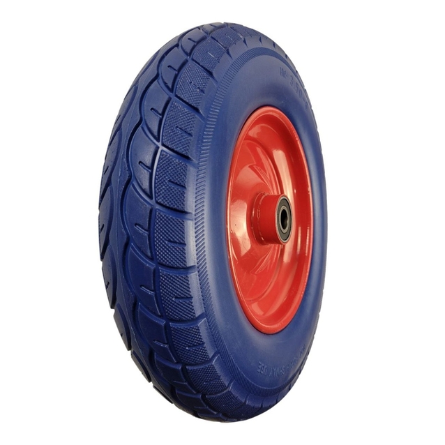 Колесо тачки синє "8" 3.50-8 під вісь Ø20, пінополіуретанове (Тип 1) фото westvelo.com