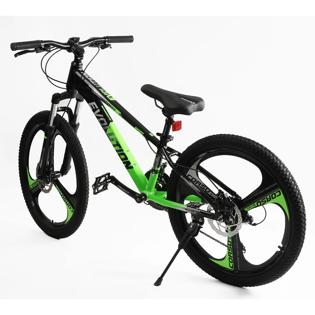 Велосипед 24 AL Corso «EVOLUTION» EV-24203 алюміній 11", (к-т SHIMANO) чорно-салатовий фото westvelo.com