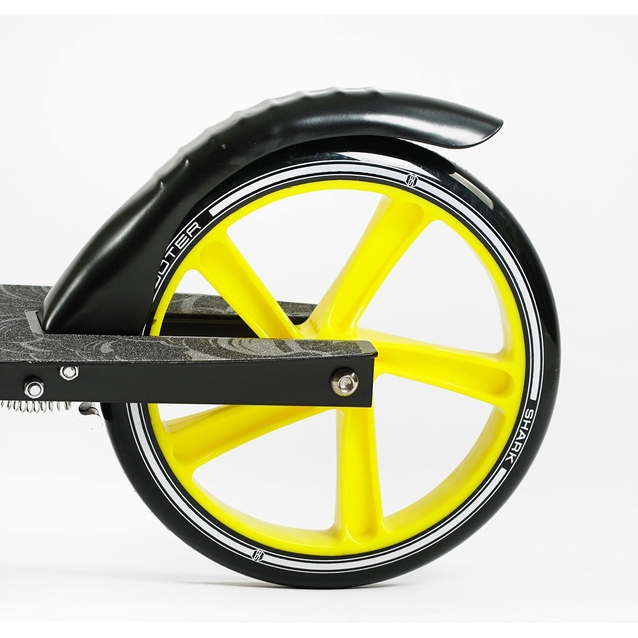 Самокат дитячий 2-х колісний, PU Best Scooter «SHARK» SH-10865 чорно-жовтий, Ø200mm, з ручним гальмом, затискач керма, 1 амортизатор фото westvelo.com