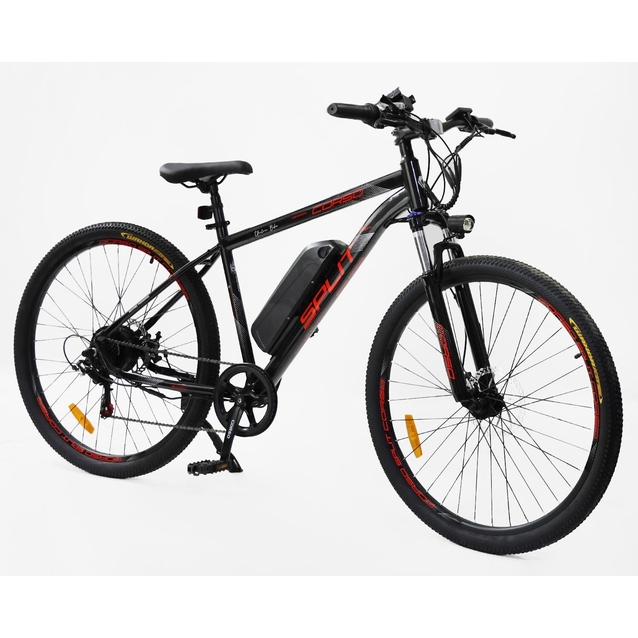 Електровелосипед 29 ST Corso «SPLIT» SP-78019 сталь 19, двигун 350W, акумулятор 36V13Ah літієвий (к-т SHIMANO) чорно-червоний фото westvelo.com