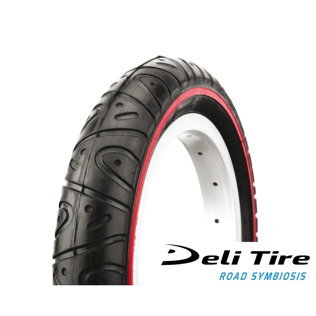 Покришка 12 1/2×1.75×2 1/4 (51-203) DELI TIRE Індонезія (227) слік, черв, синя смуга фото westvelo.com