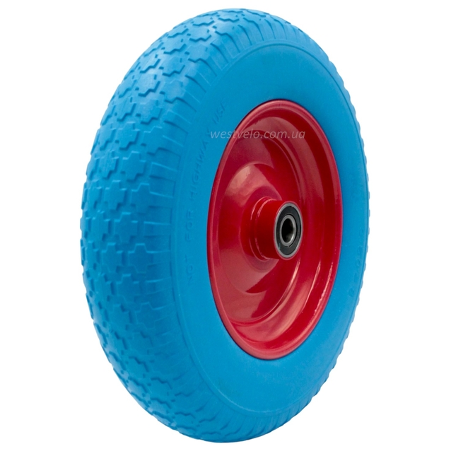 Колесо тачки синє "8" 3.50-8 під вісь Ø20, пінополіуретанове (Тип 1) фото westvelo.com