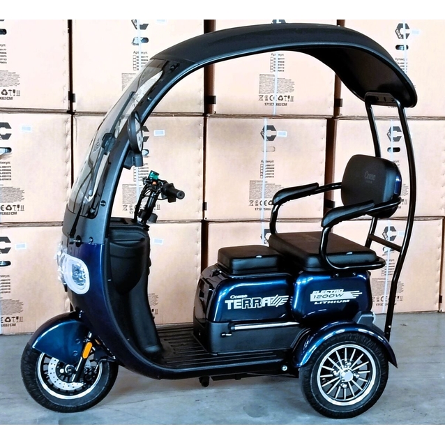 Трицикл Corso «TERRA» TR-420662, двигун 1200W, акумулятор 72V 24Ah літій-марганцево-залізо-фосфатний, синій, колеса 10" фото westvelo.com