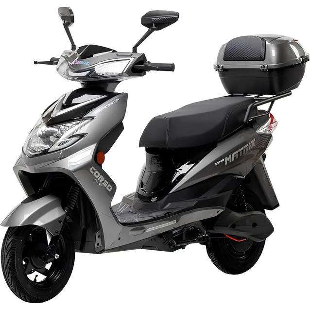 Електроскутер Corso «MATRIX» MT-603515 двигун 1200W, акумулятор 72V 25Ah графеновий, сірий, колеса 10" + 1 ящик. акум фото westvelo.com