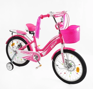 Дитячий велосипед 18 ST Corso «NICE» NC-18129 дискові гальма, яскраво-рожевий