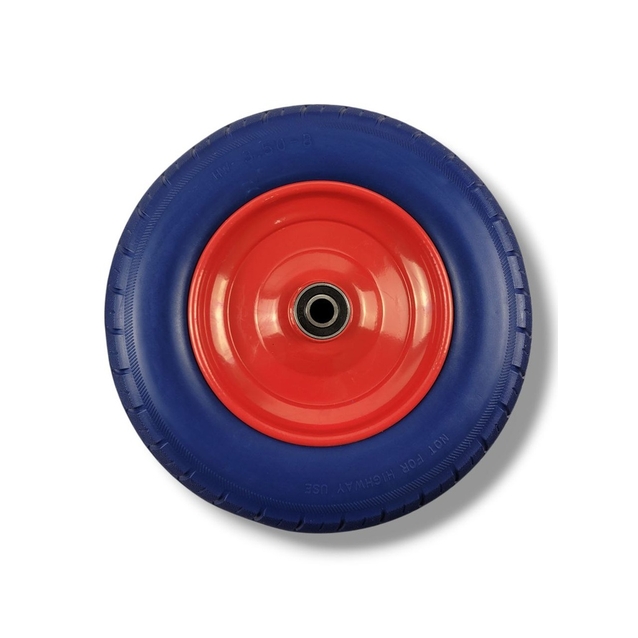 Колесо тачки синє "8" 3.50-8 під вісь Ø20, пінополіуретанове (Тип 1) фото westvelo.com