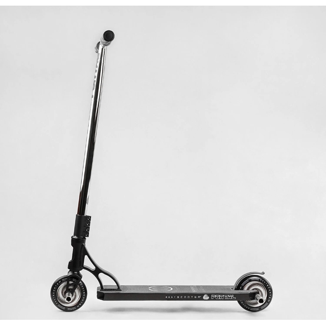 Самокат трюковий Best Scooter «PORTAL» PL-81855 чорно-срібний, HIC-система, пеги, AL диск та дека, колеса PU Ø120mm, ширина керма - 58 см фото westvelo.com